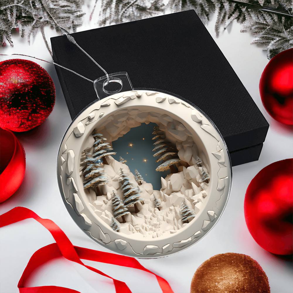 Winter Scene 3d Effect Acrylic Ornament-[product type]