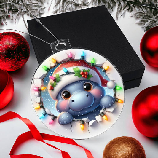 Hippo Breakaway 3d Effect Acrylic Ornament-[Heartfelt Family Gift]