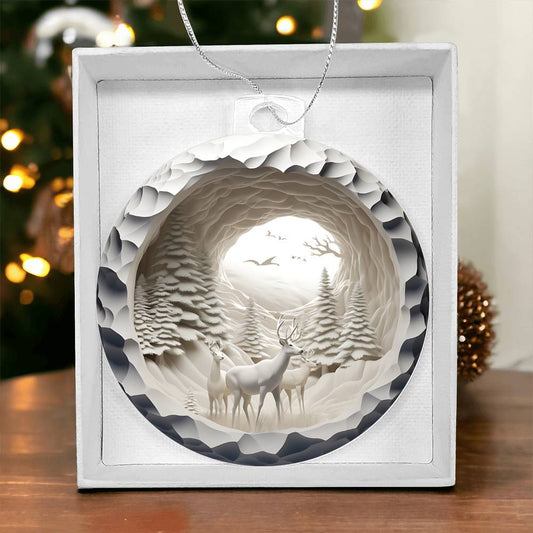 Acrylic Christmas Ornament Snowy Woods 3D Effect-[product type]