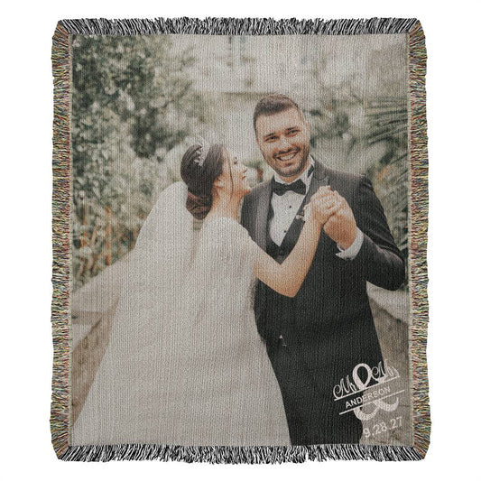 Mr. Mrs. Custom Wedding Photo Blanket-[product type]