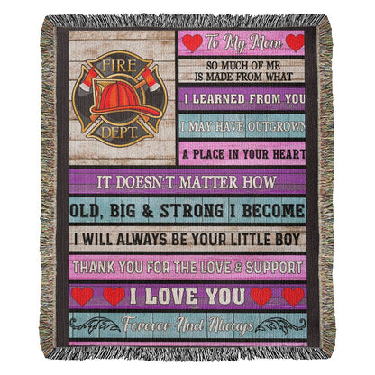 To My Mom from Firefighter Woven Throw Blanket-[product type]