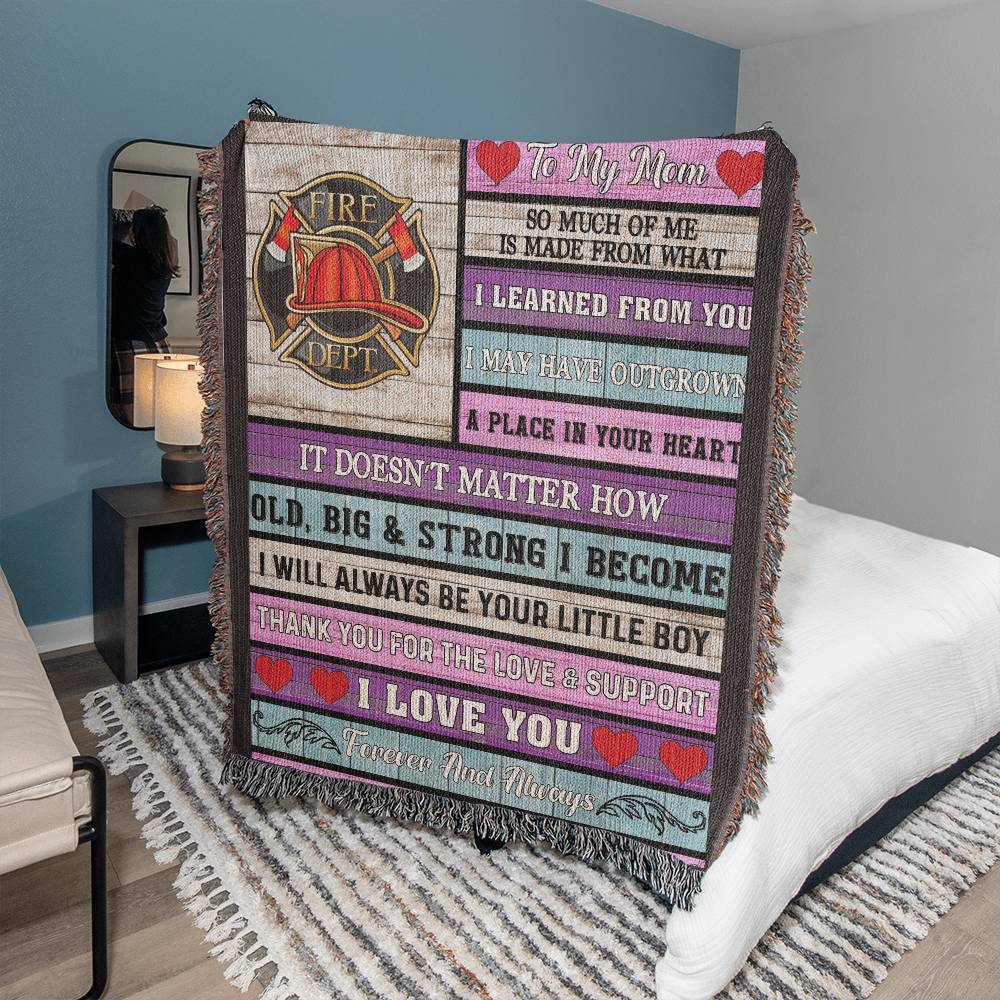 To My Mom from Firefighter Woven Throw Blanket-[product type]