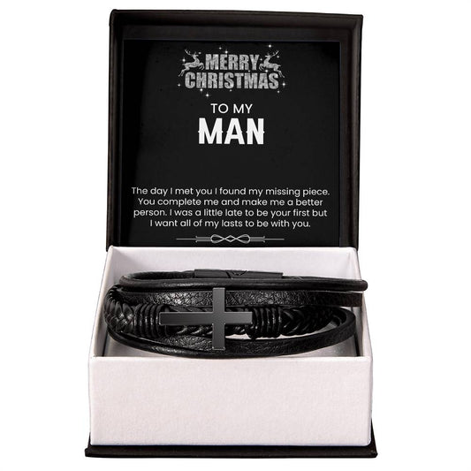 Merry Christmas To My Man  Mens Cross Bracelet-[product type]