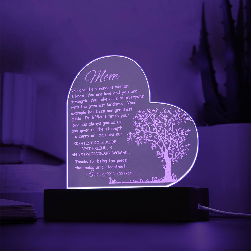 Mom Engraved Acrylic Heart Plaque Gift-[product type]