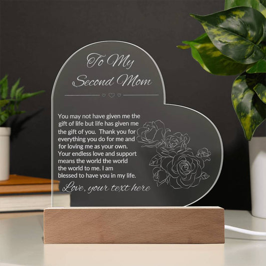 To My Second Mom Engraved Acrylic Plaque Gift-[product type]