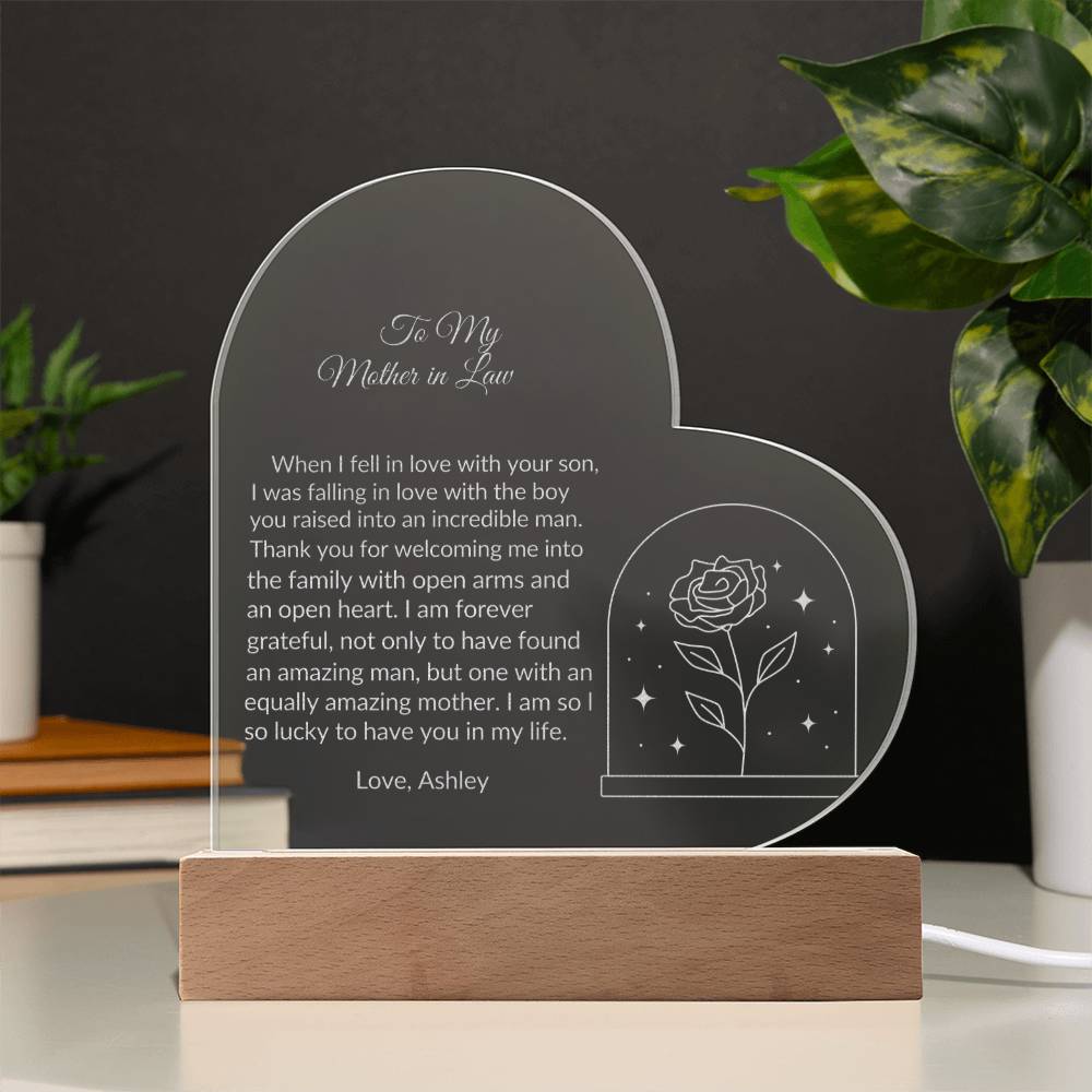 To My Mother in Law Engraved Acrylic Plaque Gift-[product type]