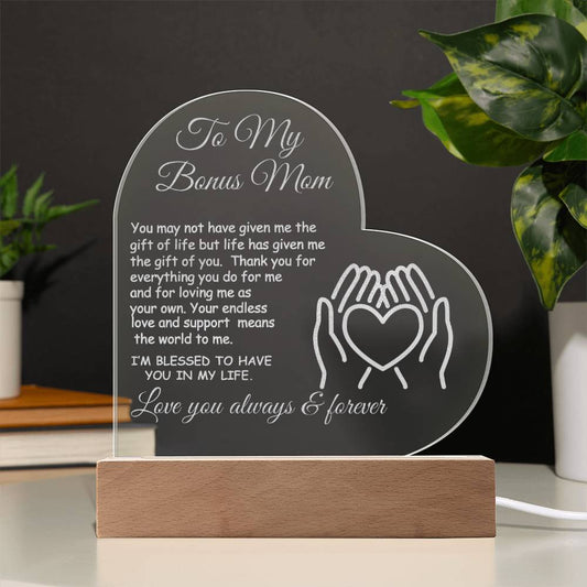 Bonus  Mom Engraved Acrylic Heart Gift for Stepmom-[product type]