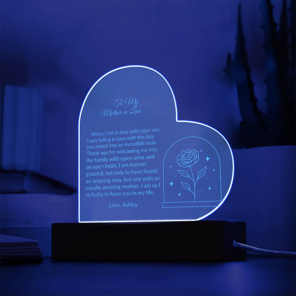 To My Mother in Law Engraved Acrylic Plaque Gift-[product type]