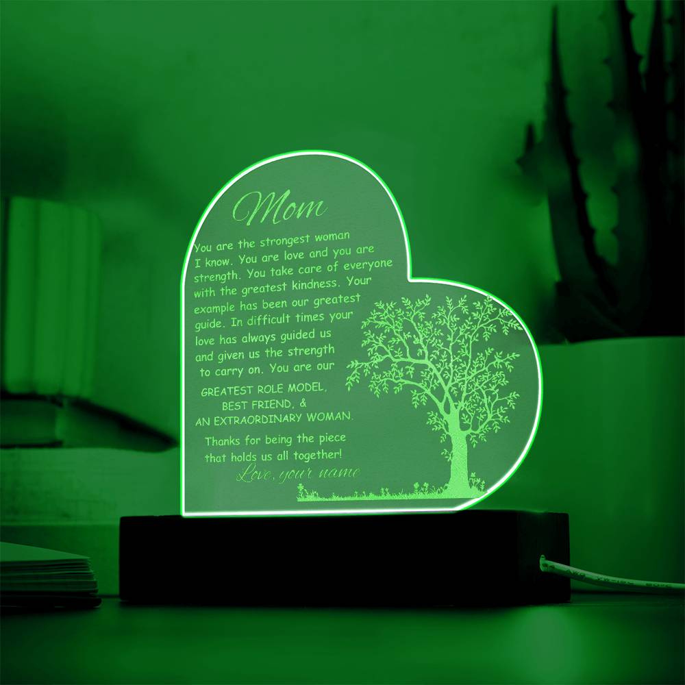 Mom Engraved Acrylic Heart Plaque Gift-[product type]