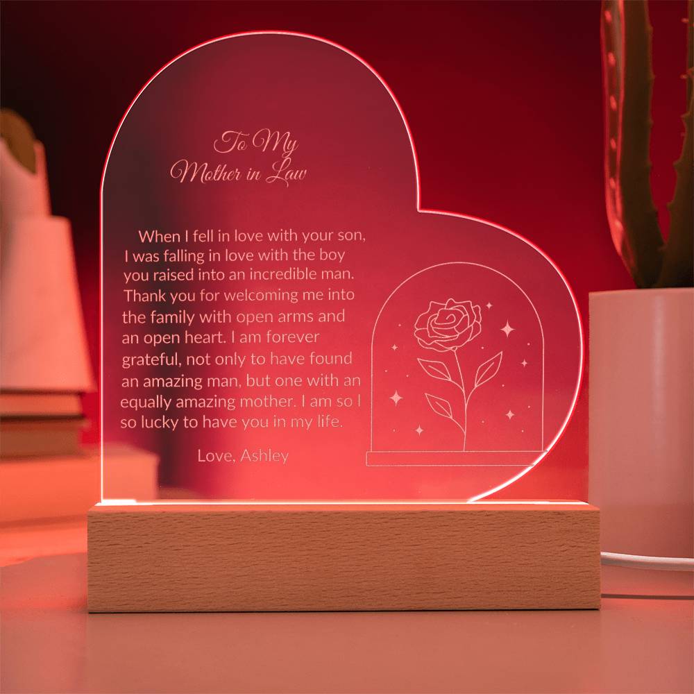 To My Mother in Law Engraved Acrylic Plaque Gift-[product type]