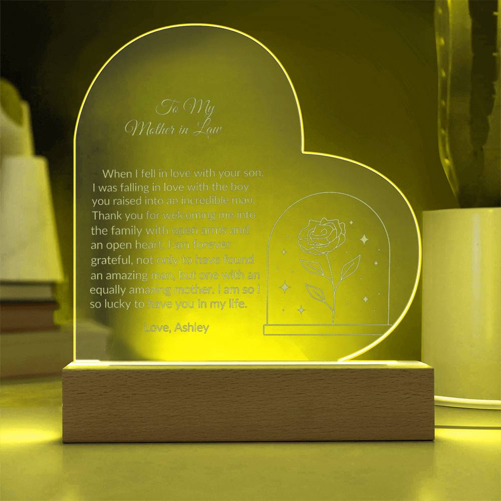 To My Mother in Law Engraved Acrylic Plaque Gift-[product type]