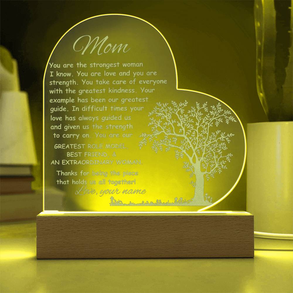 Mom Engraved Acrylic Heart Plaque Gift-[product type]