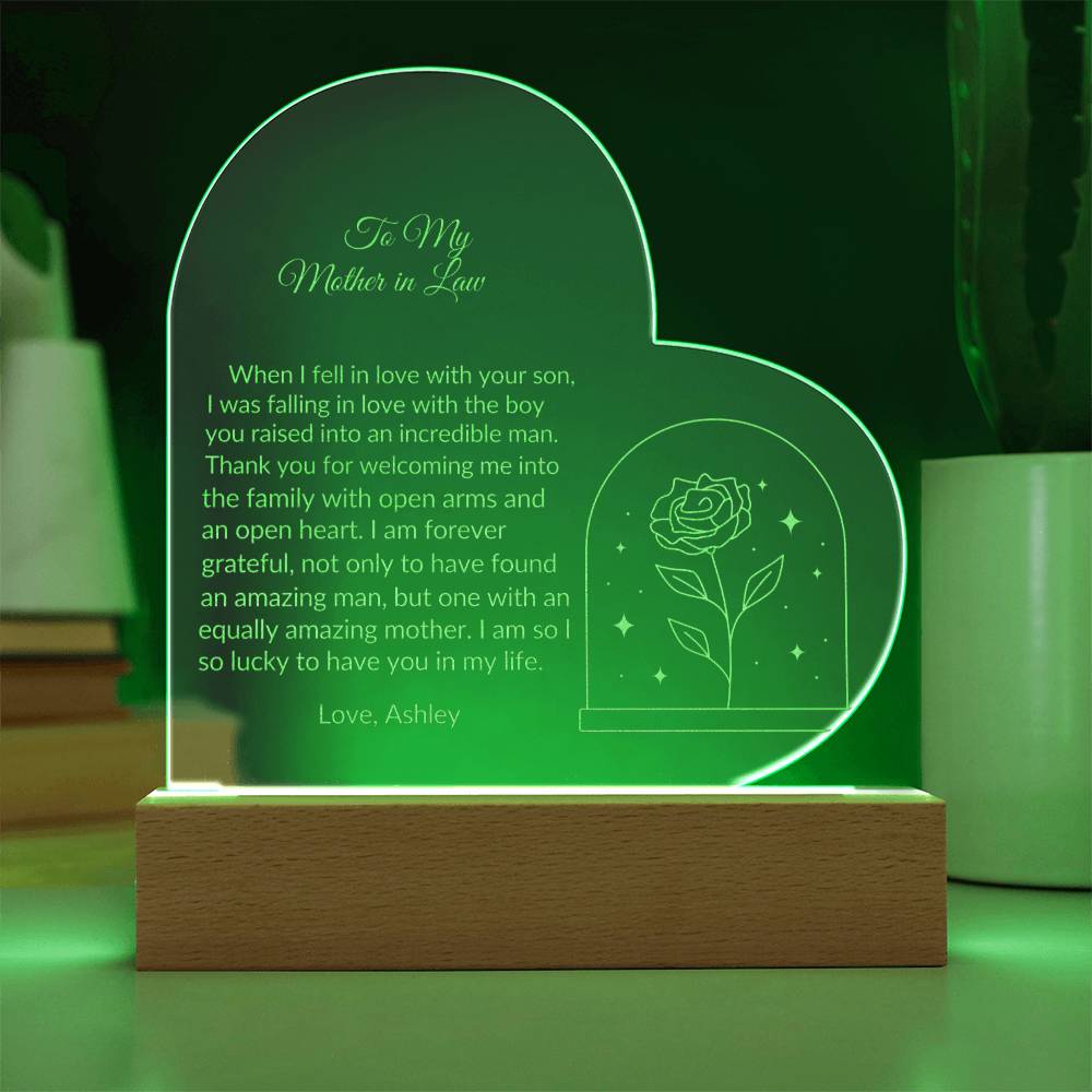 To My Mother in Law Engraved Acrylic Plaque Gift-[product type]