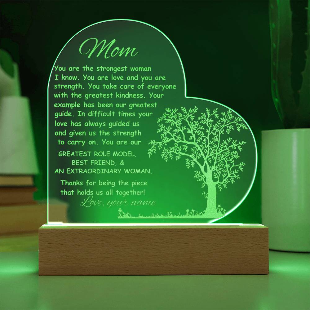 Mom Engraved Acrylic Heart Plaque Gift-[product type]