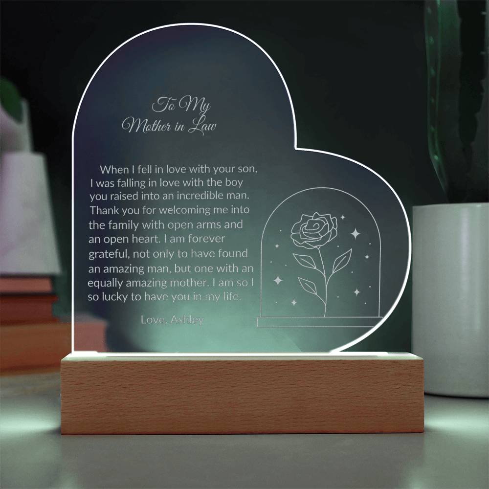 To My Mother in Law Engraved Acrylic Plaque Gift-[product type]