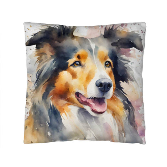 Watercolor Collie Throw Pillow in 5 Sizes-[product type]