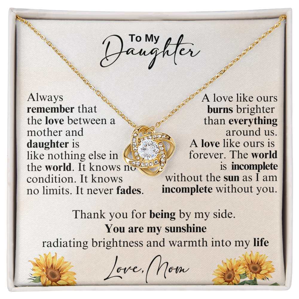 To My Daughter Knot Necklace and Paper Flower Bouquet