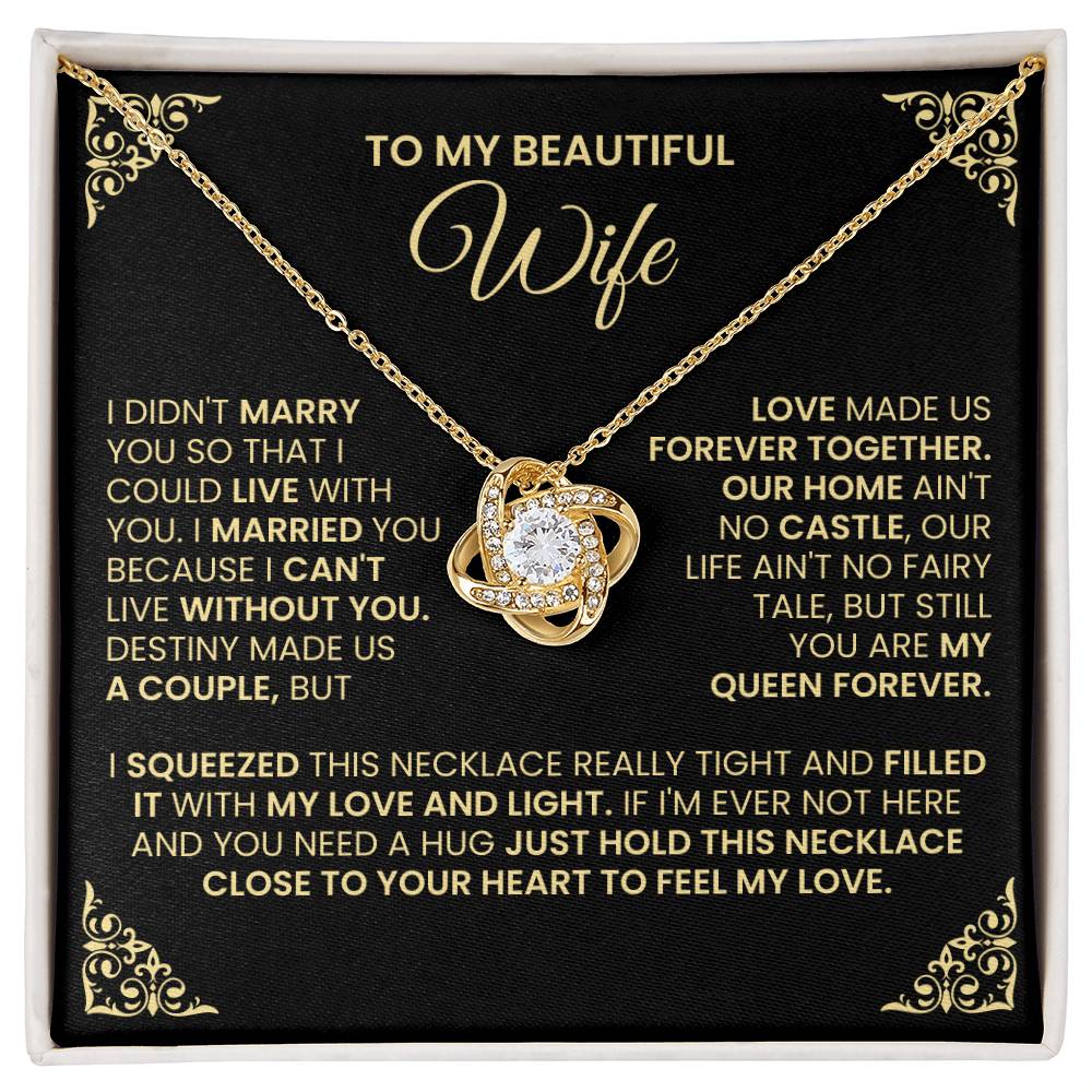 To My Wife My Queen - Knot Necklace & Flower Bouquet Gift Set-[Heartfelt Family Gift]