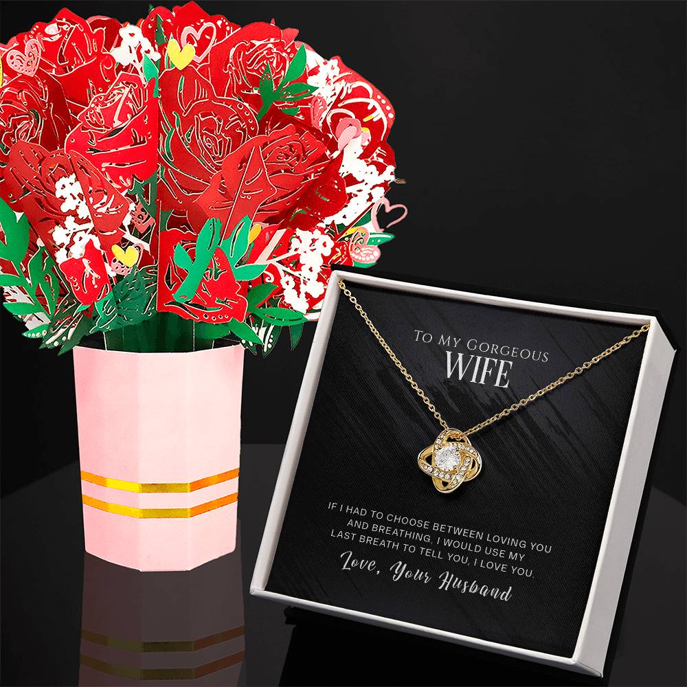 Wife Knot Necklace & Flower Bouquet Gift Set-[Heartfelt Family Gift]