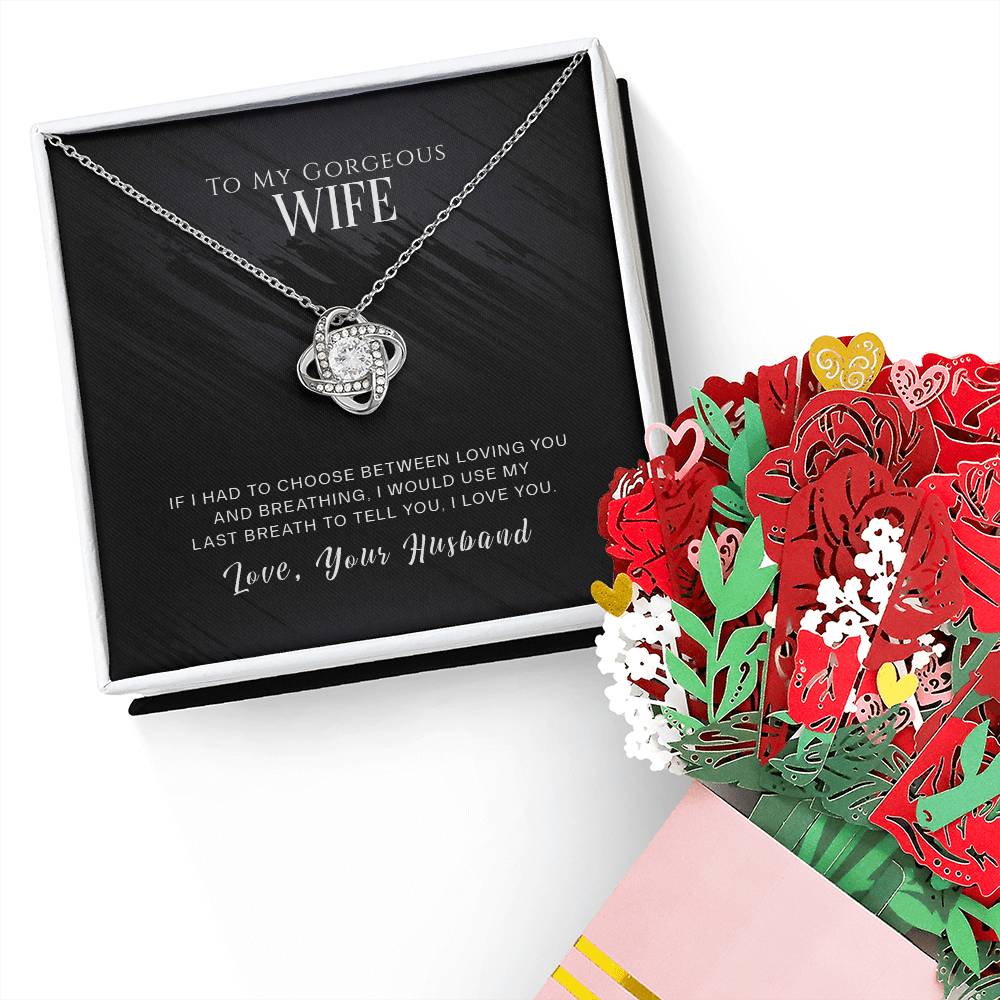 Wife Knot Necklace & Flower Bouquet Gift Set-[Heartfelt Family Gift]