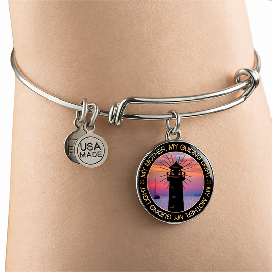 Mother My Guiding Light Engraved Bangle Bracelet-[product type]