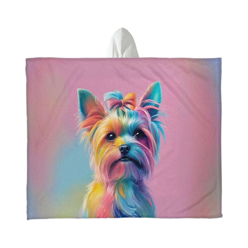 Yorkie Fleece  Hooded Blanket-[product type]