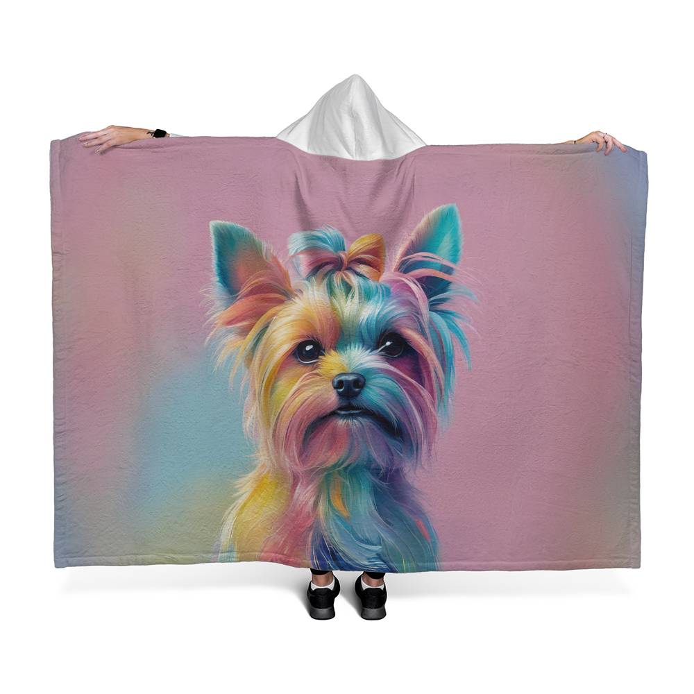 Yorkie Fleece  Hooded Blanket-[product type]