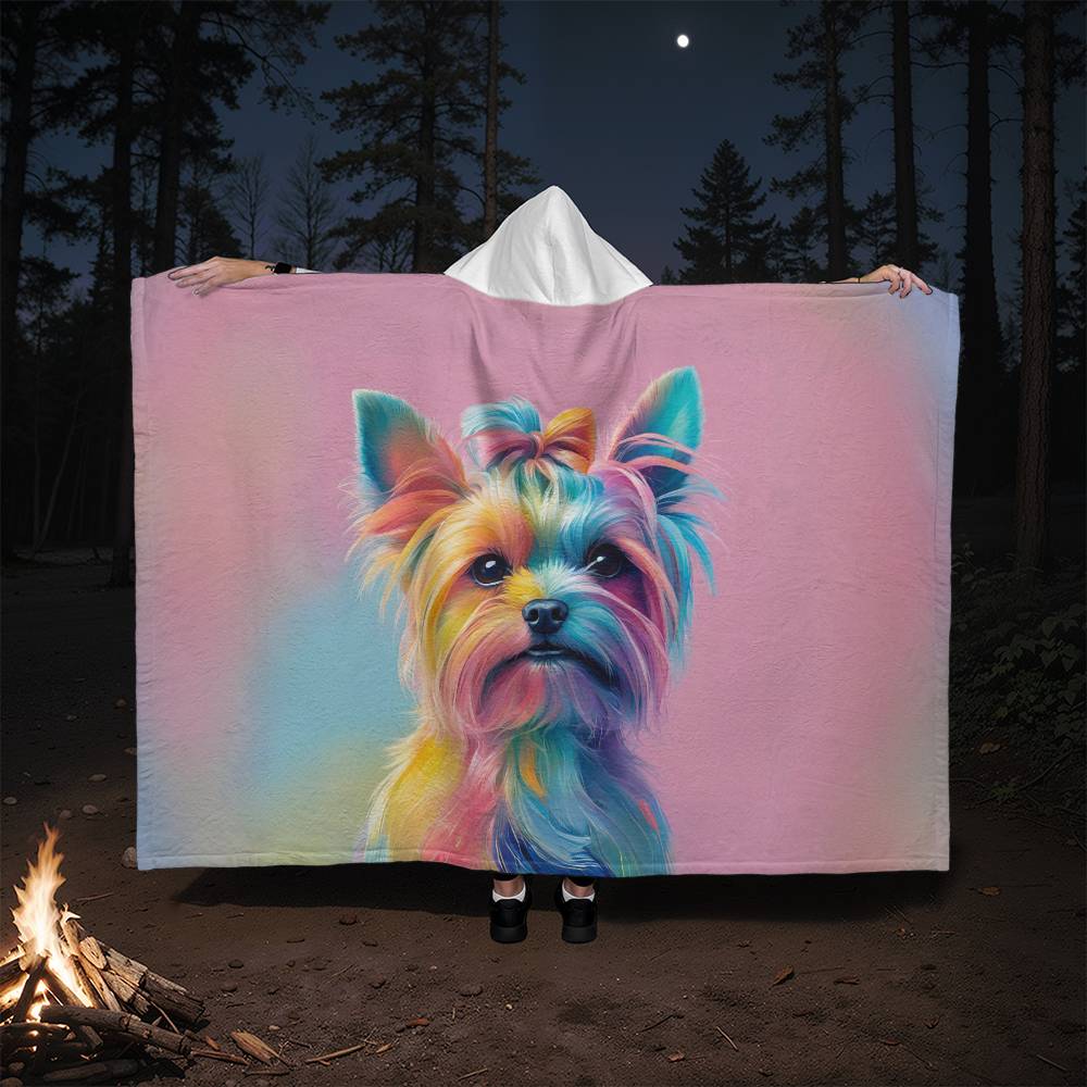 Yorkie Fleece  Hooded Blanket-[product type]