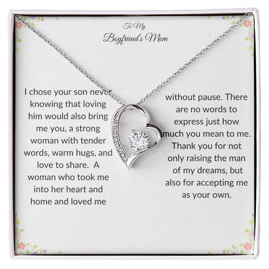 To My Boyfriends Mom Heart Necklace Gift-[product type]