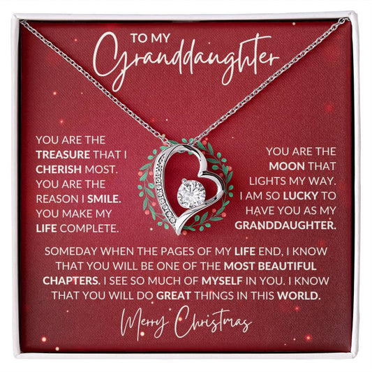 Granddaughter Christmas Heart Necklace Gift-[product type]