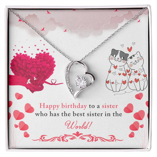 Sister Birthday Heart Necklace Gift-[product type]