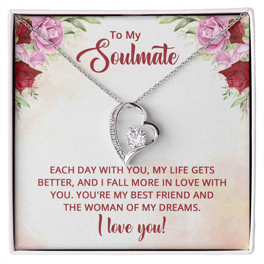 To My Soulmate -  Woman Of My Dreams Heart Necklace Gift-[product type]