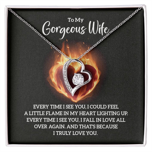 To My Gorgeous Wife - Every Time I See You Heart Necklace Gift-[product type]