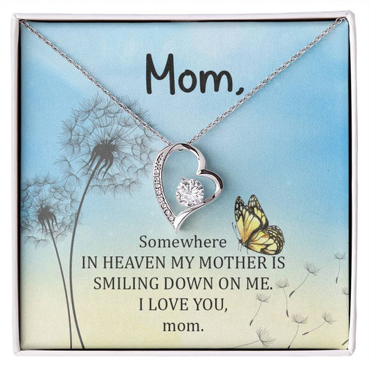 Somewhere in Heaven My Mother Heart Necklace Gift-[product type]