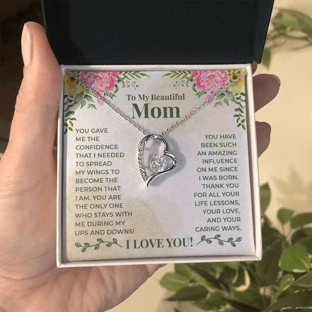 To My Beautiful Mom -An Amazing Influence-  Heart Necklace Gift-[product type]