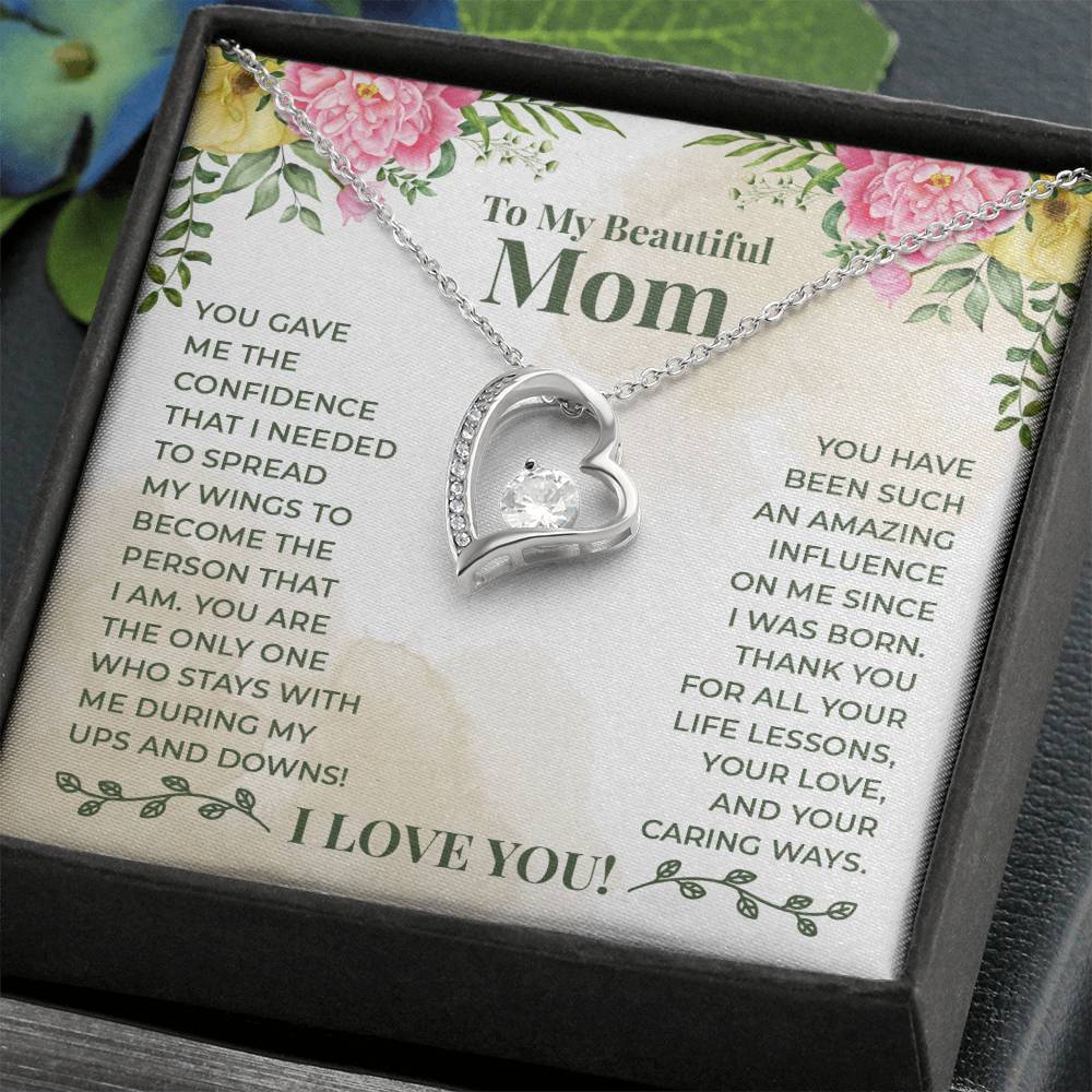 To My Beautiful Mom -An Amazing Influence-  Heart Necklace Gift-[product type]