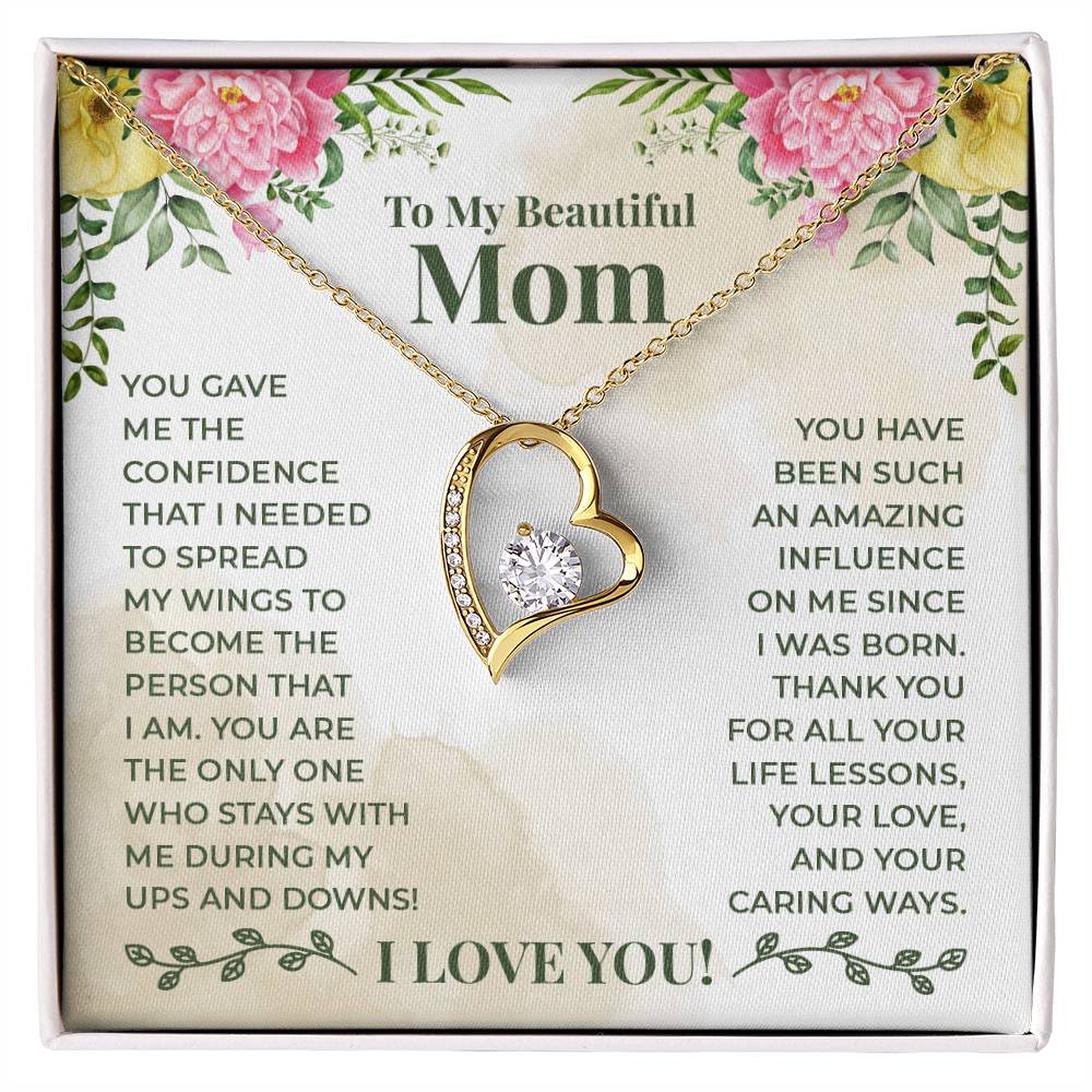 To My Beautiful Mom -An Amazing Influence-  Heart Necklace Gift-[product type]