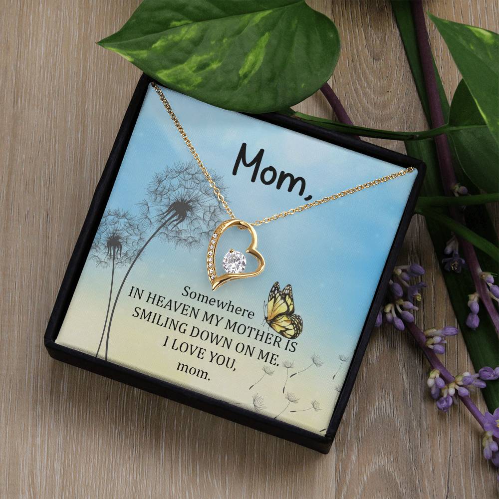 Somewhere in Heaven My Mother Heart Necklace Gift-[product type]