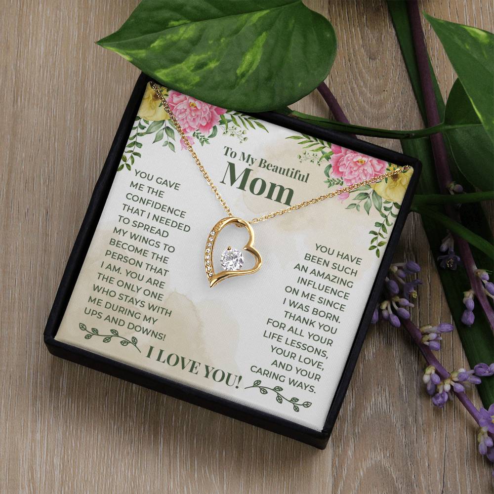 To My Beautiful Mom -An Amazing Influence-  Heart Necklace Gift-[product type]