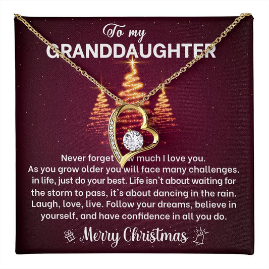 Merry Christmas Granddaughter Heart Necklace Gift