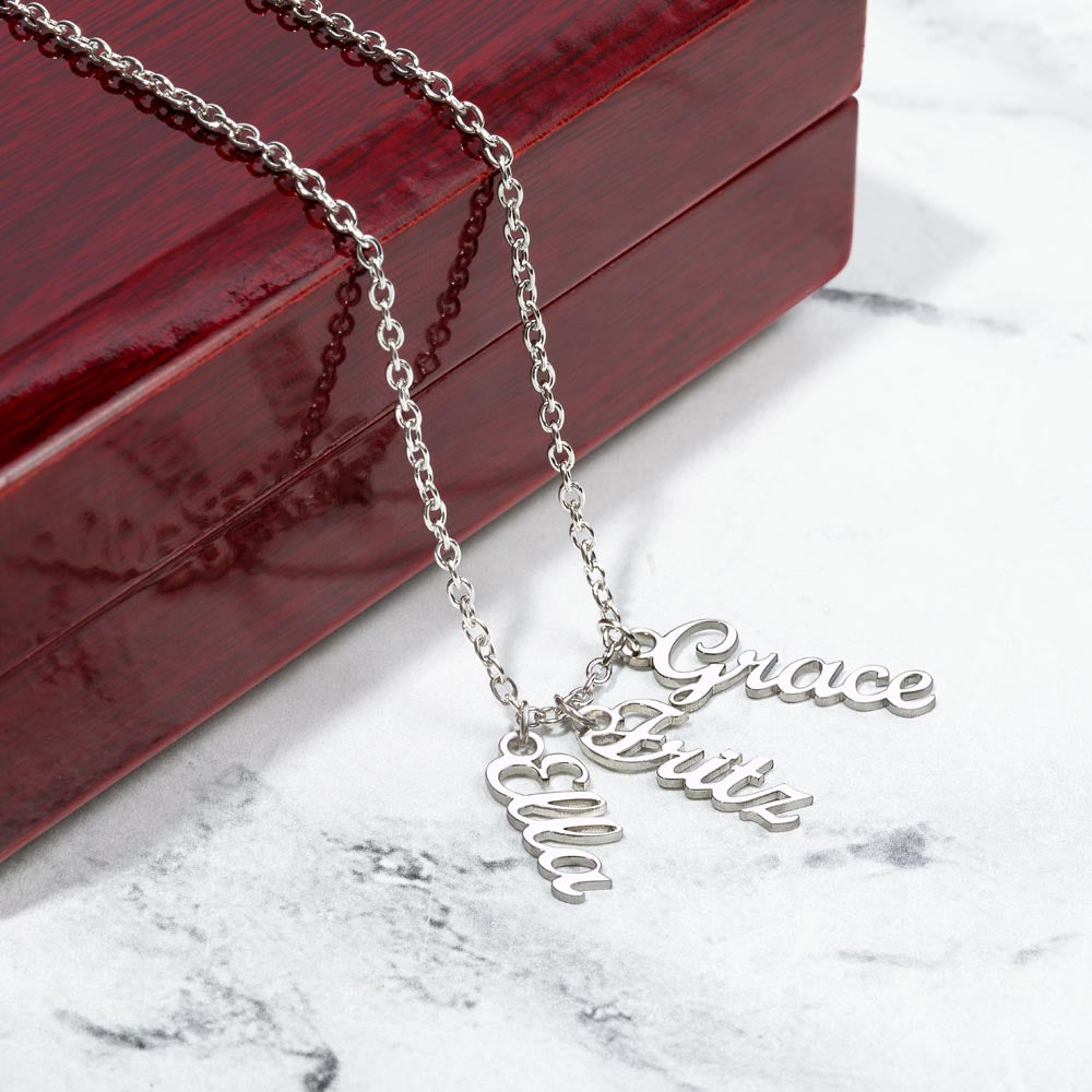 Multi Name Vertical Name Necklace-[Heartfelt Family Gift]