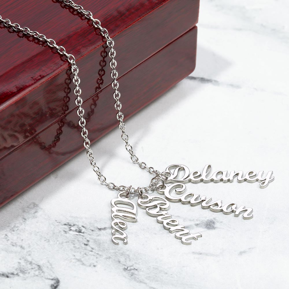 Multi Name Vertical Name Necklace-[Heartfelt Family Gift]