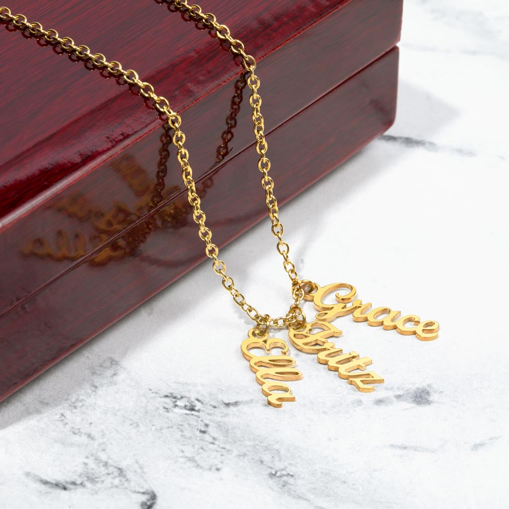 Multi Name Vertical Name Necklace-[Heartfelt Family Gift]