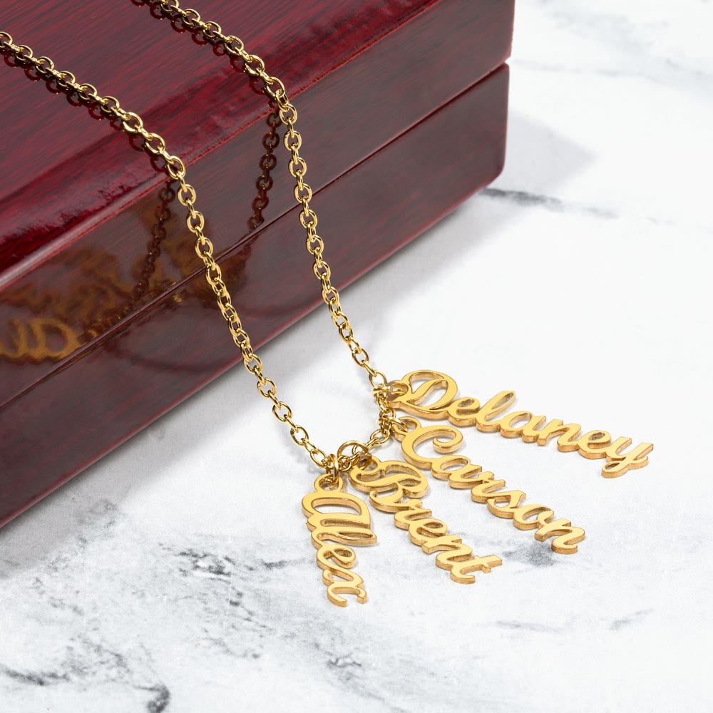 Multi Name Vertical Name Necklace-[Heartfelt Family Gift]