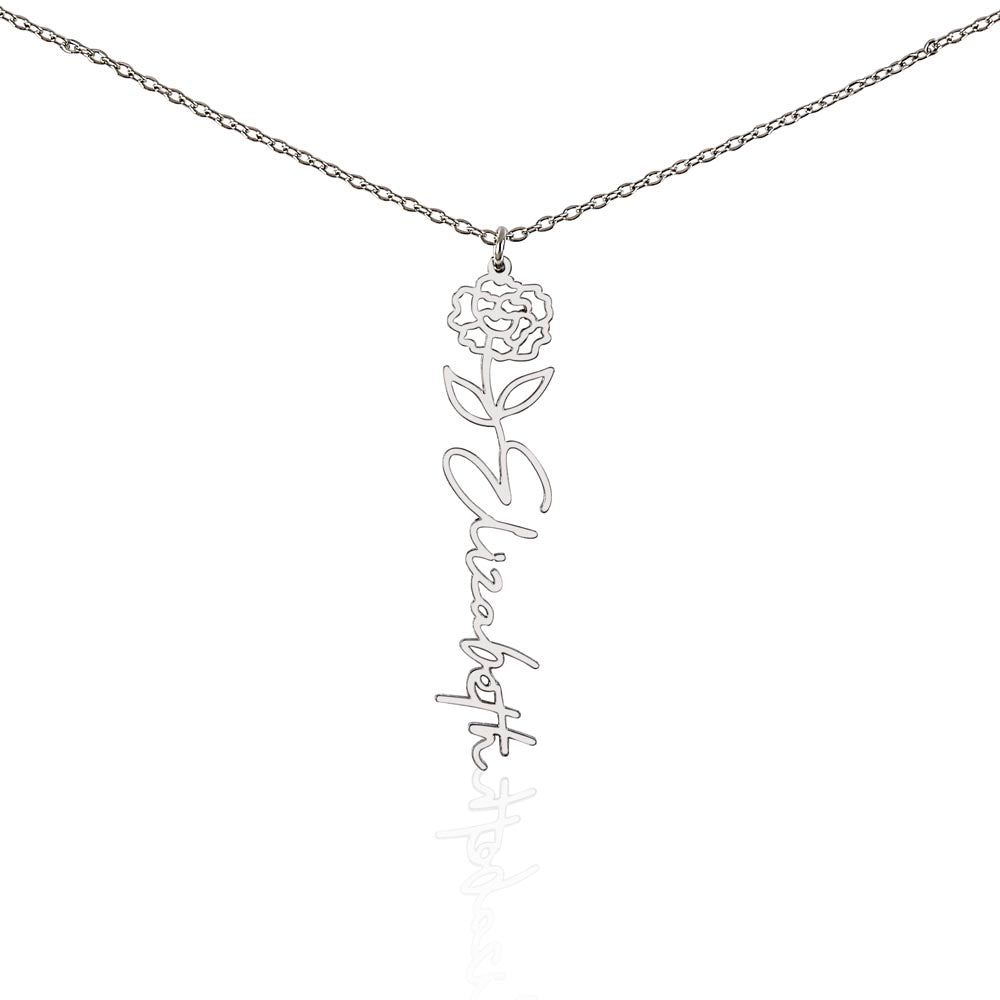 Birth Flower Name Necklace-[Heartfelt Family Gift]