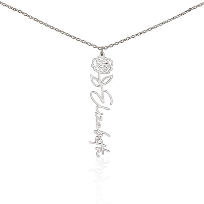 Birth Flower Name Necklace-[Heartfelt Family Gift]