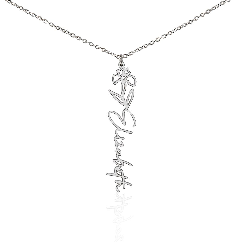 Birth Flower Name Necklace-[Heartfelt Family Gift]