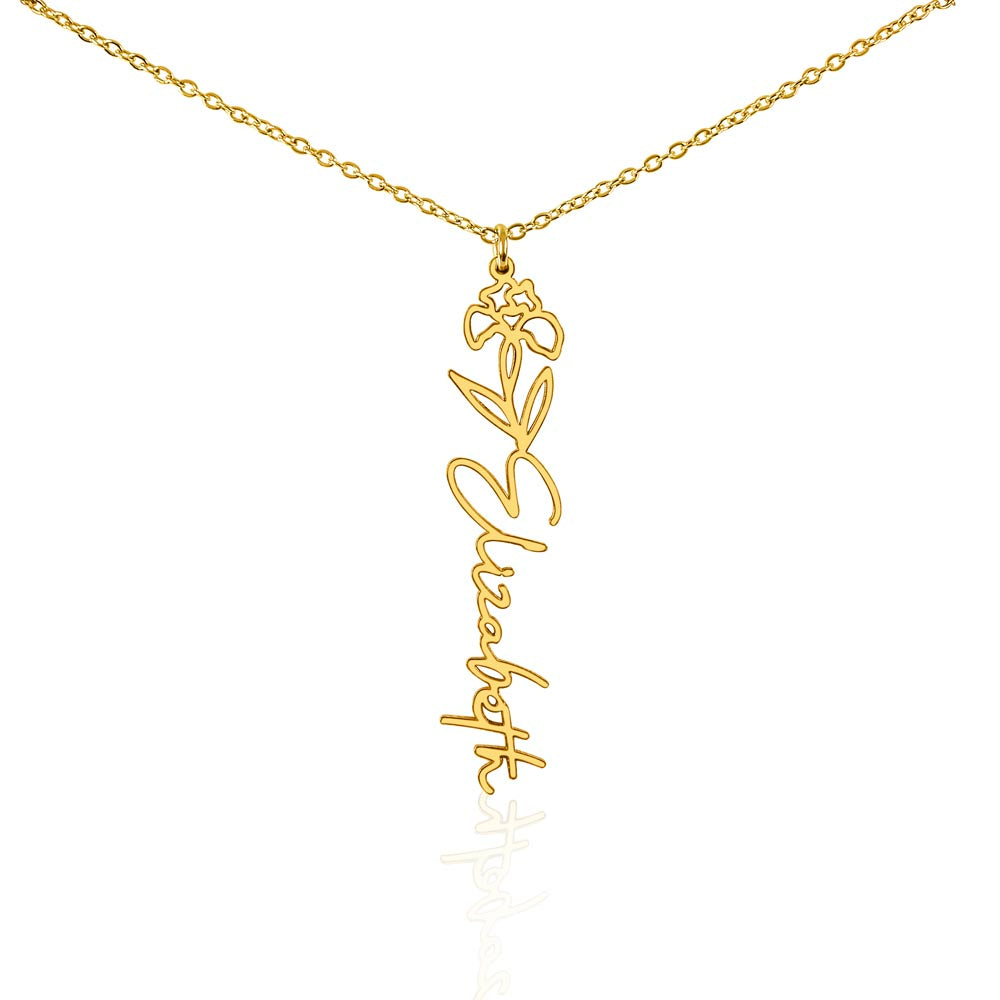 Birth Flower Name Necklace-[Heartfelt Family Gift]