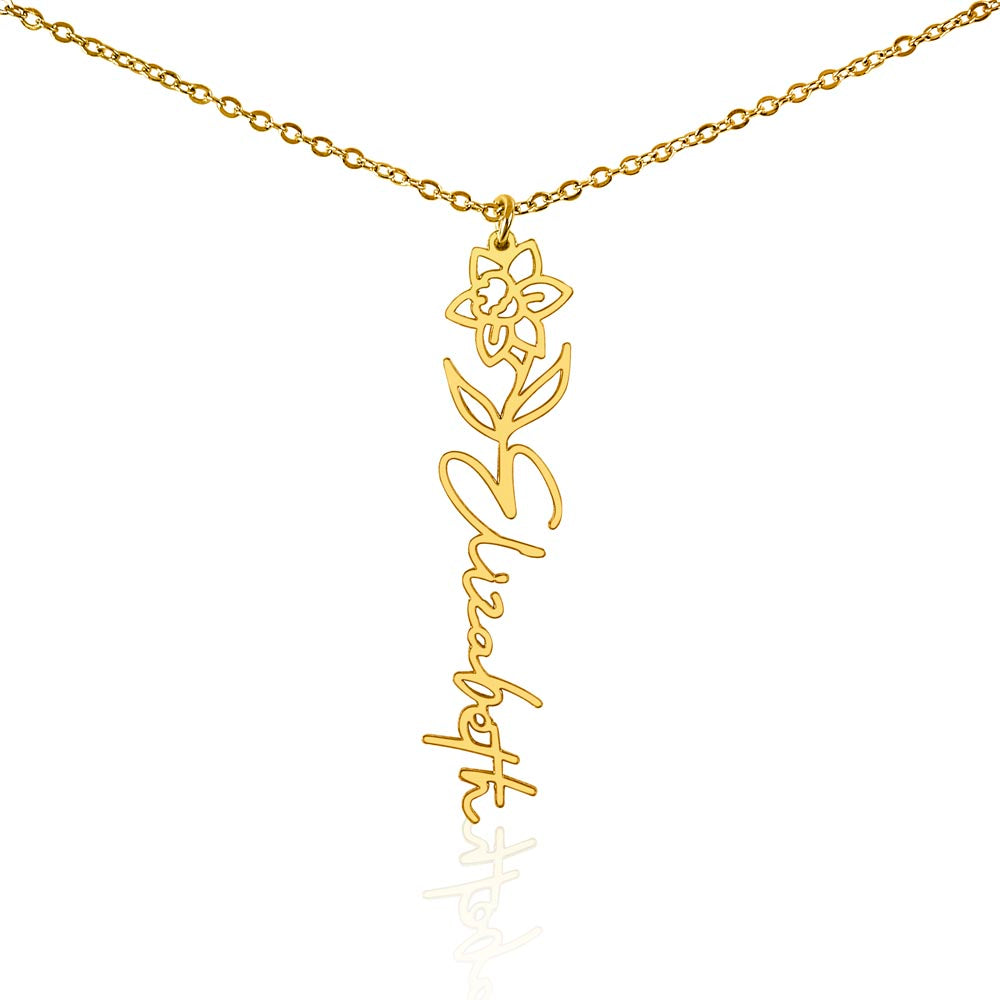 Birth Flower Name Necklace-[Heartfelt Family Gift]