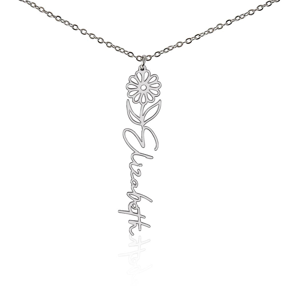 Birth Flower Name Necklace-[Heartfelt Family Gift]